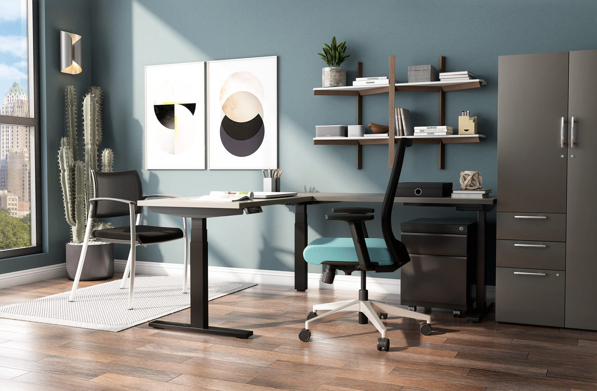 Titan Core Corner L Height Adjustable Standing Desk [Backordered until 6/10] - Duckys Office Furniture