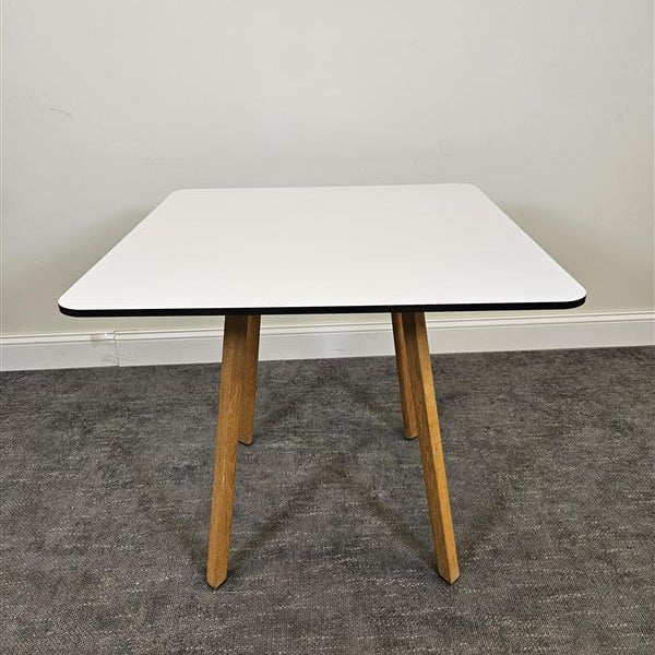 Pre-Owned Square White Top Table with Wood Legs