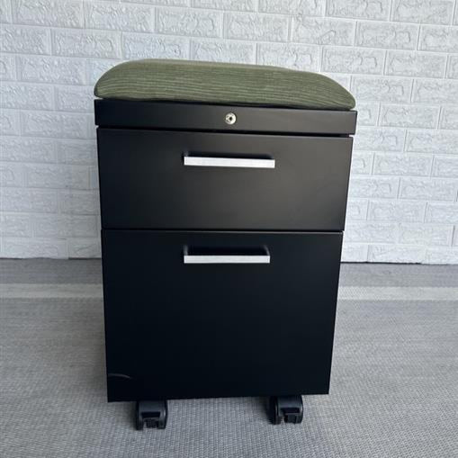 Pre-Owned Allsteel Black Pedestal with Green Cushion - Duckys Office Furniture