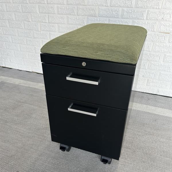 Pre-Owned Allsteel Black Pedestal with Green Cushion - Duckys Office Furniture