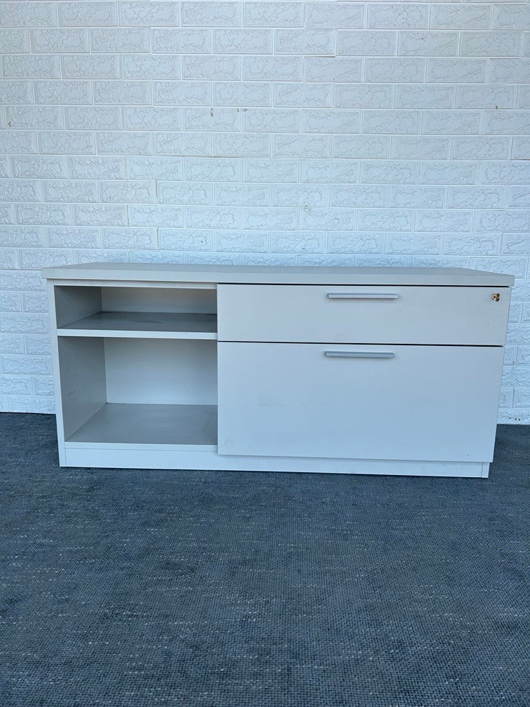Pre-Owned Low Off White Credenza w/ Key - Duckys Office Furniture