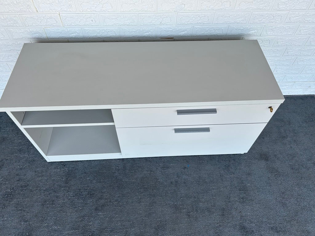 Pre-Owned Low Off White Credenza w/ Key - Duckys Office Furniture