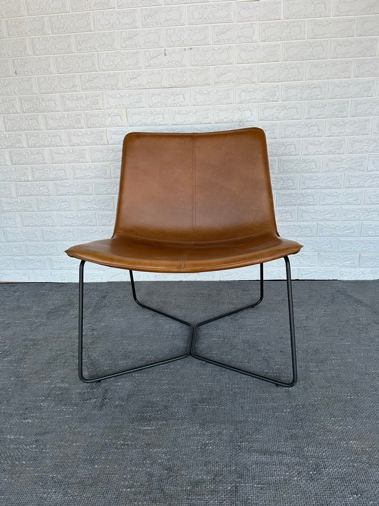 Pre-Owned West Elm Brown Leather Lounge (Real Leather) - Duckys Office Furniture