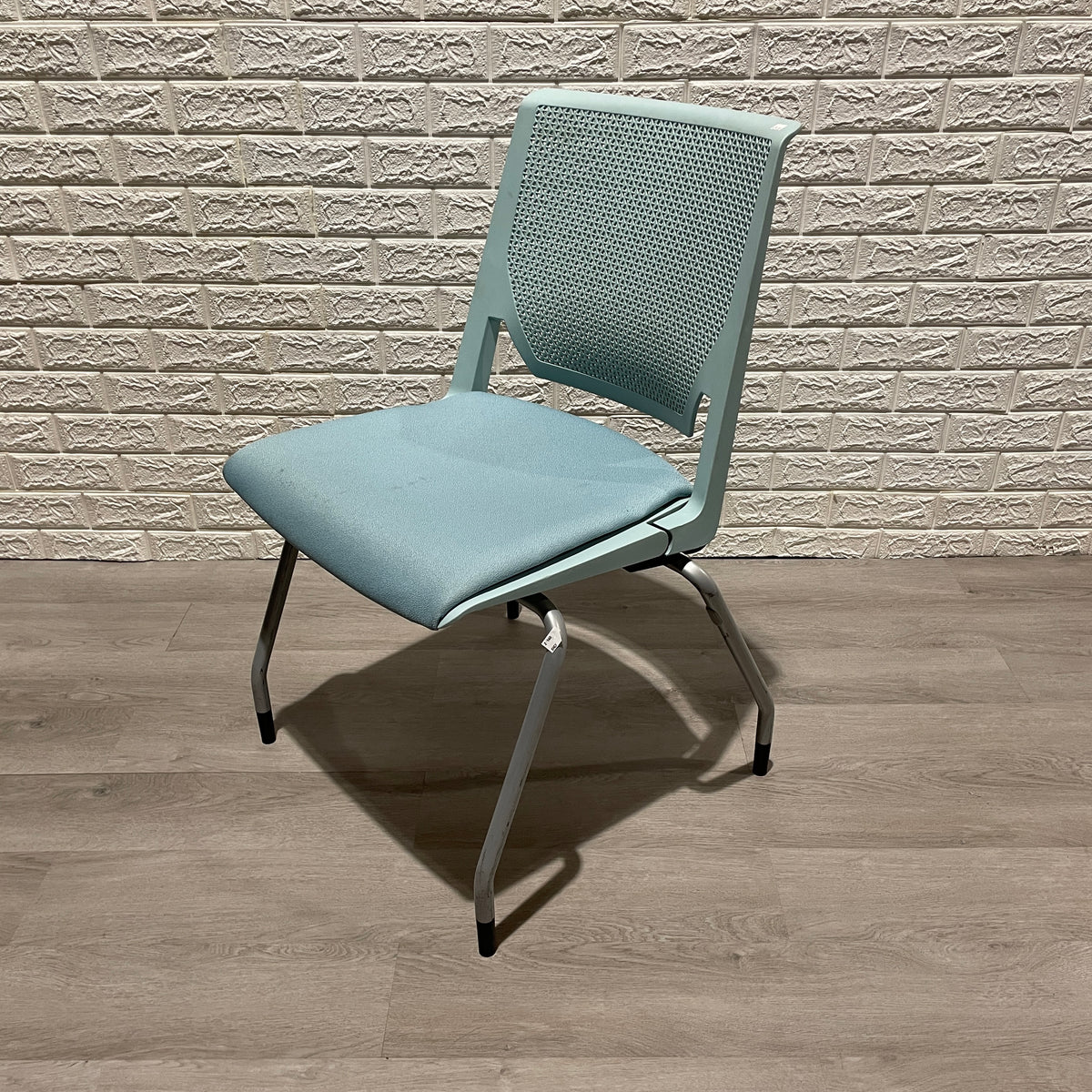 Pre-owned Fabric Padded Plastic Stacking Chair [ SHEF ] - Duckys Office Furniture