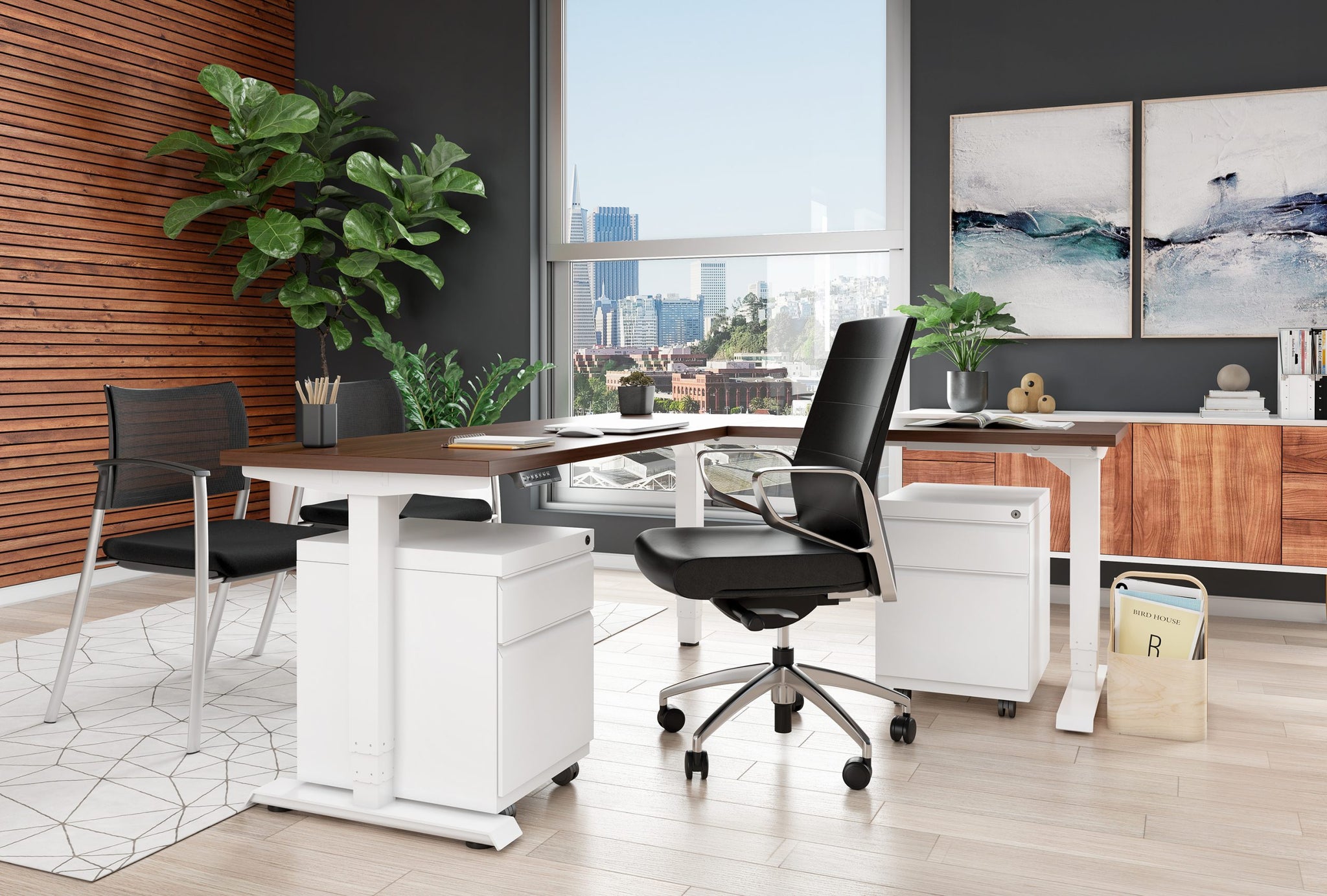 Stand SteadyTranzendeskPower | Extra Large 71 inch Electric L-Shaped Standing Desk | Giant Corner Stand Up Desk & Sit Stand Workstation | Ergonomic