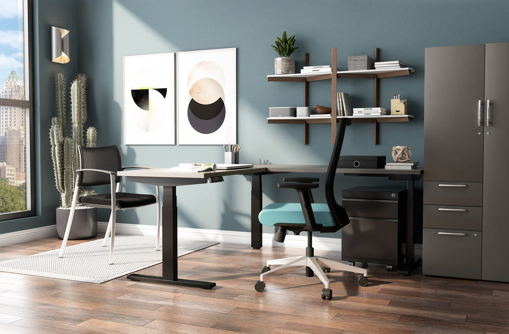 Titan Core Corner L Height Adjustable Standing Desk [Backordered until 6/10] - Duckys Office Furniture